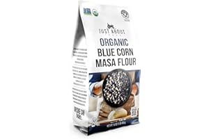 USDA Organic Blue Corn Flour 1lb, Flour for Tortillas, Sopes, and Mexican Dishes, Gluten-Free, Kosher and Vegan, Masa Flour for Baking, Just About Foods