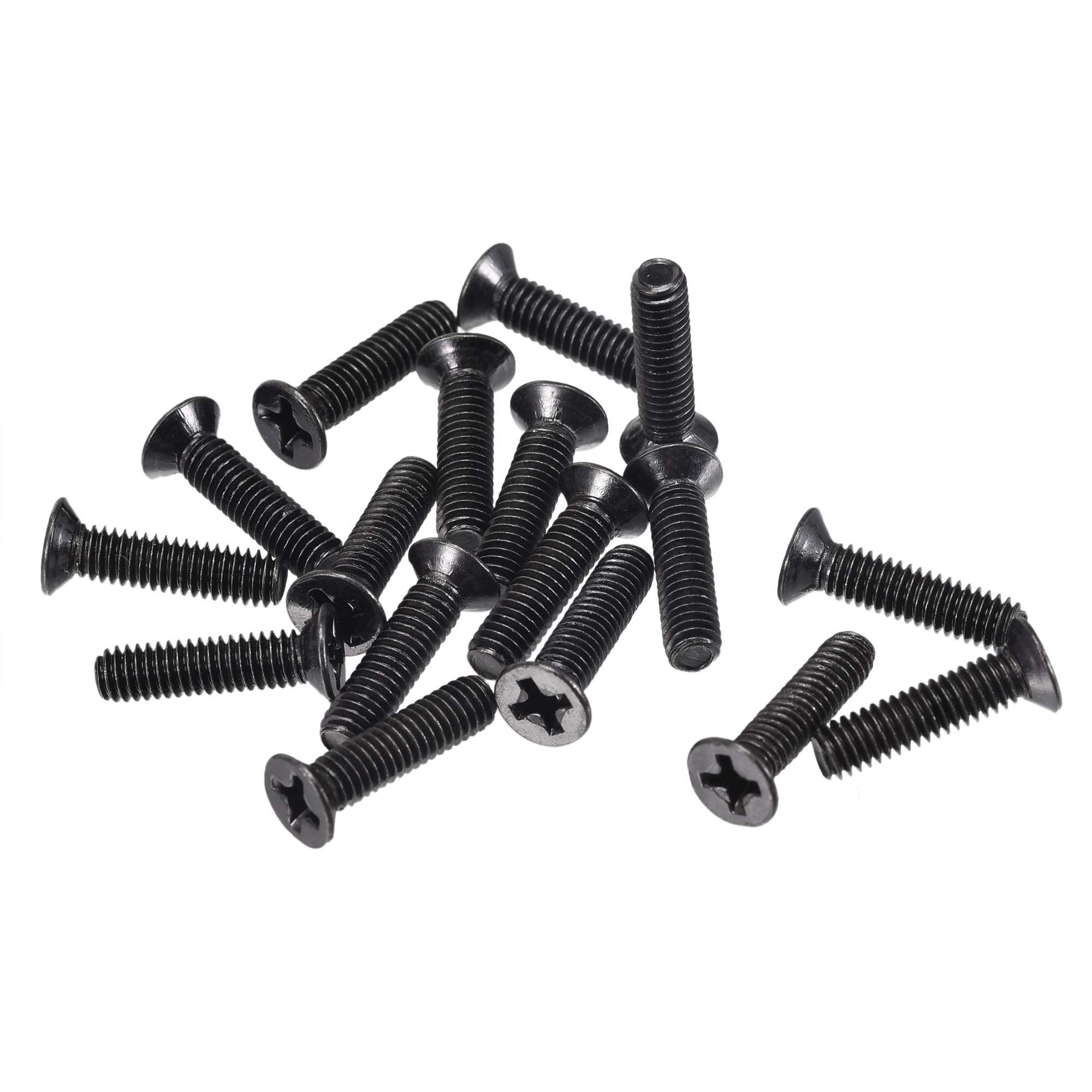 sourcing map M4 x 16mm Phillips Screw Fastener Black for Laptop PC TV Fan Switch 50pcs