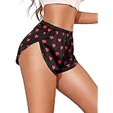 Women Satin Pajama Shorts Cute Micro Shorts Side Slit Silk Lounge Bottoms Nightwear