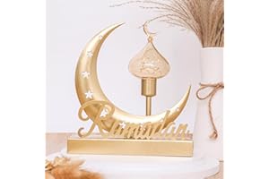 KEPATO Ramadan Lantern Lights,Ramadan Candle Lantern,Eid Mubarak LED Lamp,Ramadan Hanging Lantern Decorations for Home Style 23