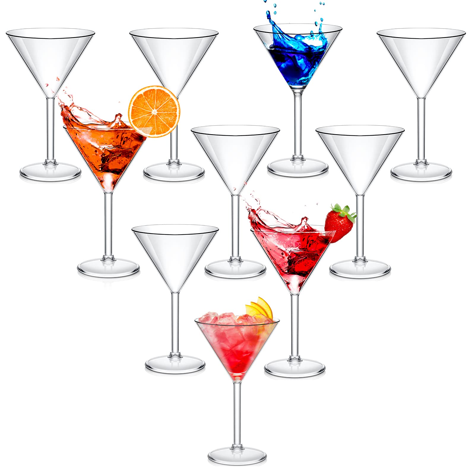 Photo 1 of 10 Pack Plastic Martini Glasses 10 oz Acrylic Unbreakable Cocktail Glasses Plastic Cups Dessert Cocktail Cups Drinkware Drink Glassware for Mousse Home Bar Restaurant Wedding Festival Party Supply