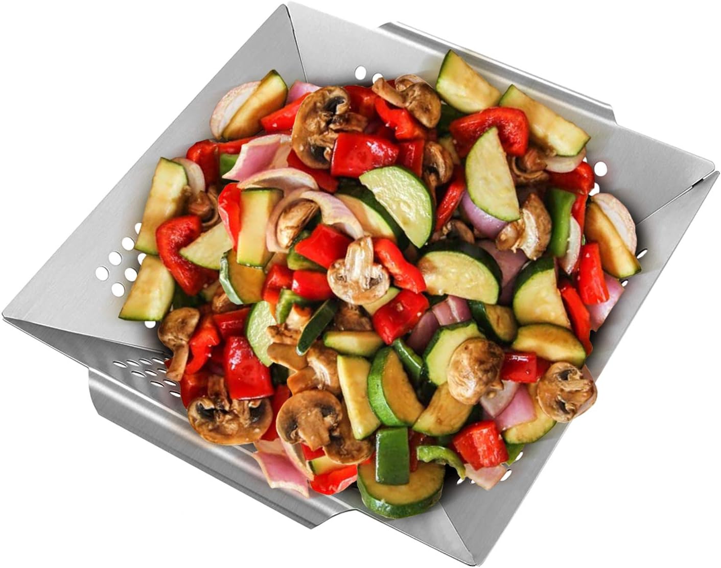 Arcedo Grill Basket for Vegetables, 12 Inch Large Square Wok, Deep BBQ Grill Topper, Heavy Duty Stainless Steel Grilling Pan with Handles, Outdoor Barbecue Cooking Accessories for Grill and Smoker : Garden & Outdoor