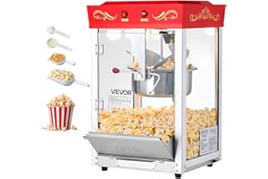 VEVOR Popcorn Machine, 8oz Stainless Steel Kettle, 800W Commercial Countertop Popcorn Maker, 48 Cups per Batch Theater Style 