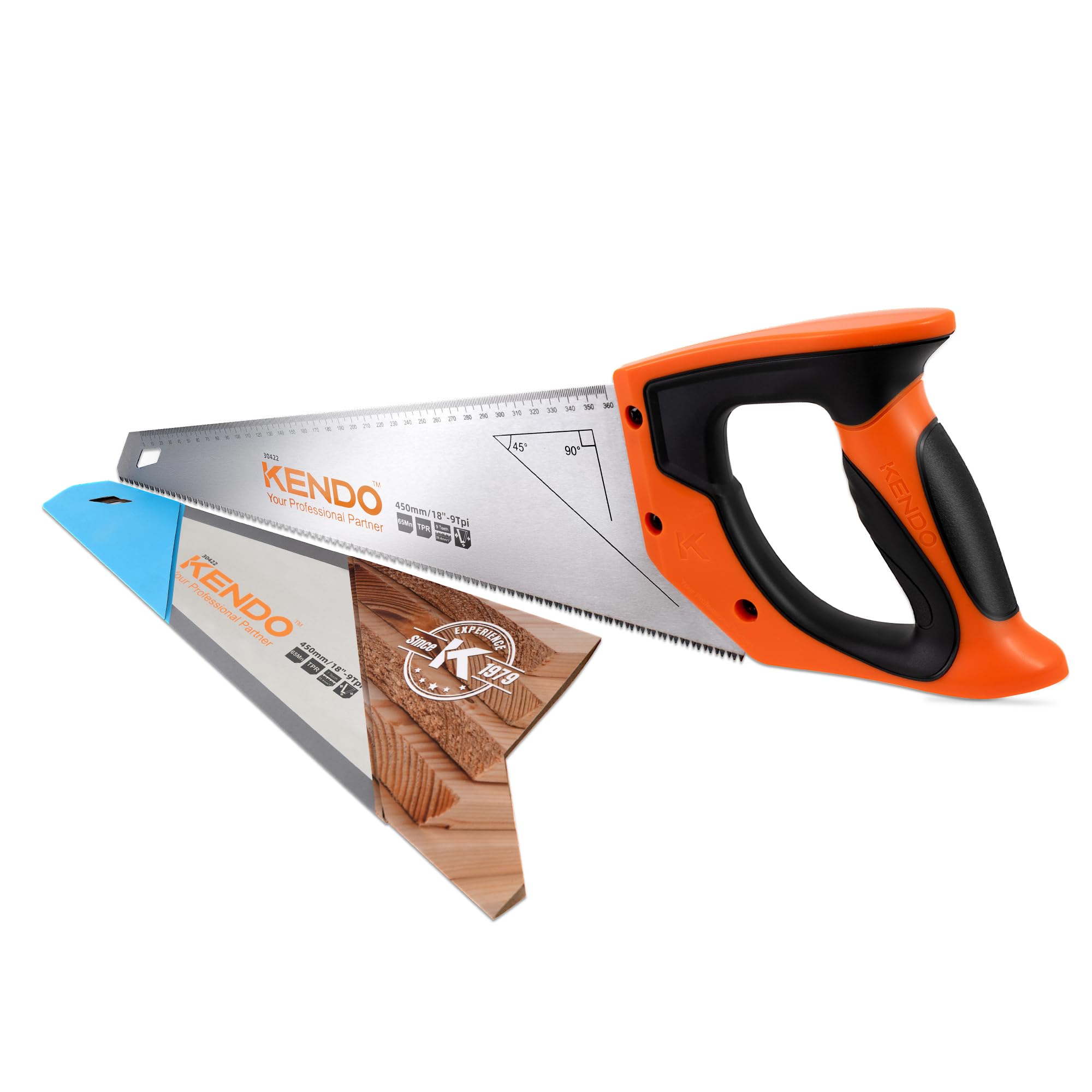 KENDO Fuchsschwanz Säge 450 mm, 9 Zähne/Zoll dreifach geschliffene Verzahnung