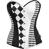 Daisy corsets womens Daisy Corsets Top Drawer Black/White Print Steel Boned Corset