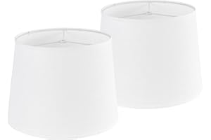 GO&SO Large White Texture Lamp Shades Set of 2,Drum Lampshades Replacemnt for Table Lamps Floor Lamps-14"Top × 16" Bottom × 11" High(Spider),Required Assembly-Modern Floor Lamp for Living Room