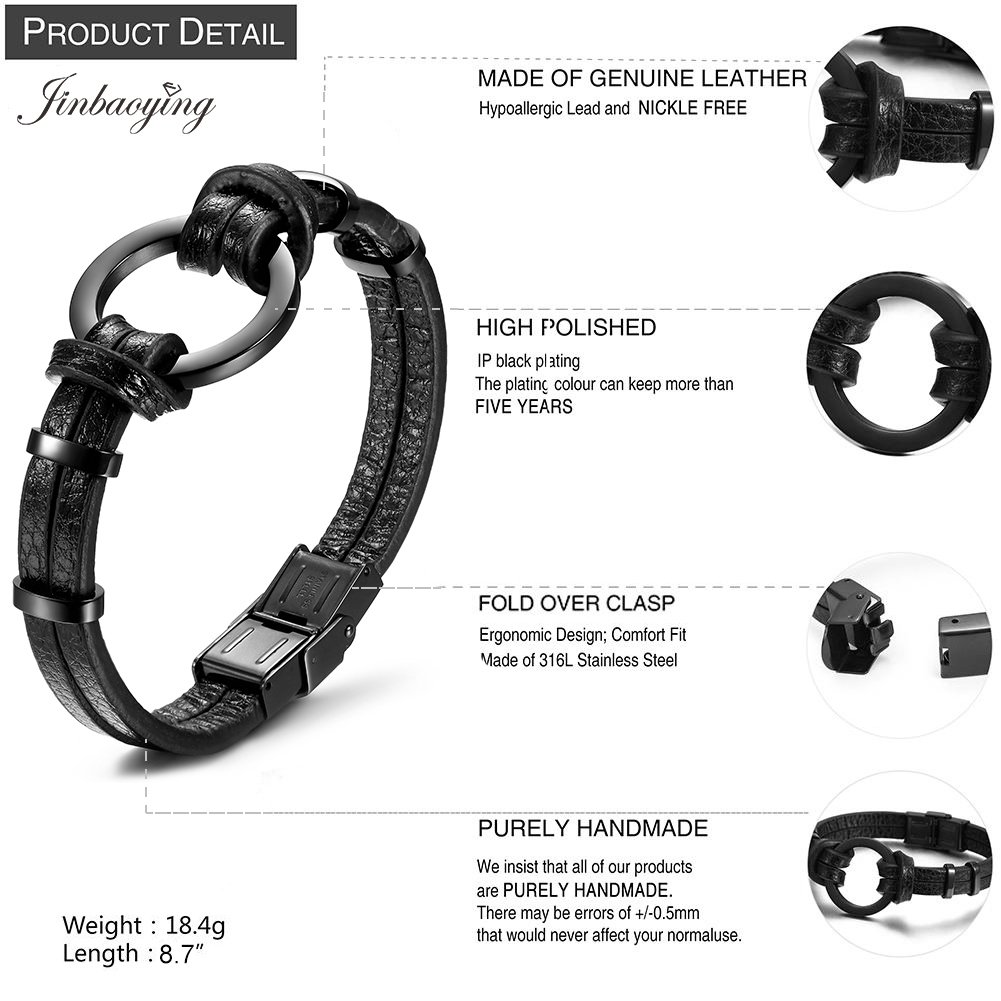 Mens Bracelets Black Leather Bracelet Braided Genuine Leather Bracelet