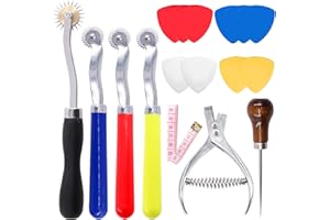 Mardatt 8Pcs Professional Leather Sewing Tools Kit with Tracing Wheels, Stainless Steel Pattern Notcher, Scratch Awl, Fabric 