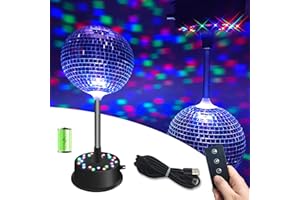 Disco Ball with Motor with Remote and Lights, Palujorty 5-9 RPM 24 LED Mirror Ball Motor and 6" Balls for 70s 80s 90s Theme DJ Party, Disco Party Decoration, Wedding, Birthday(USB/Battery Powered)