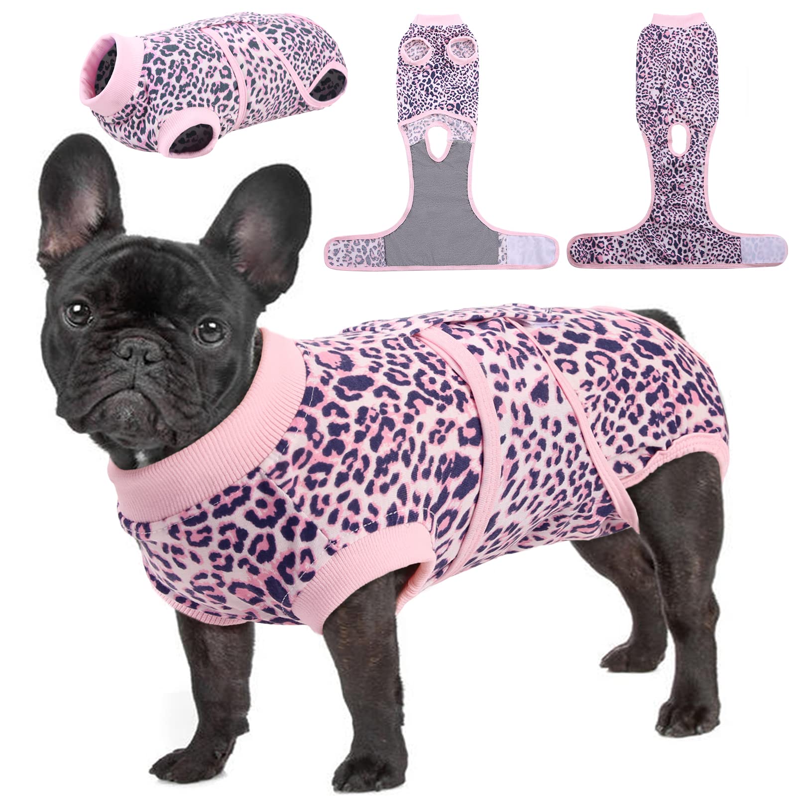 Kuoser Dog Surgery Recovery Suit, Dogs Recovery Suits for Female Spay and Male Neuter, Dog Onesie for After Surgery Post-Op Care, Puppy Post Body Vest Prevent Licking, Pink M