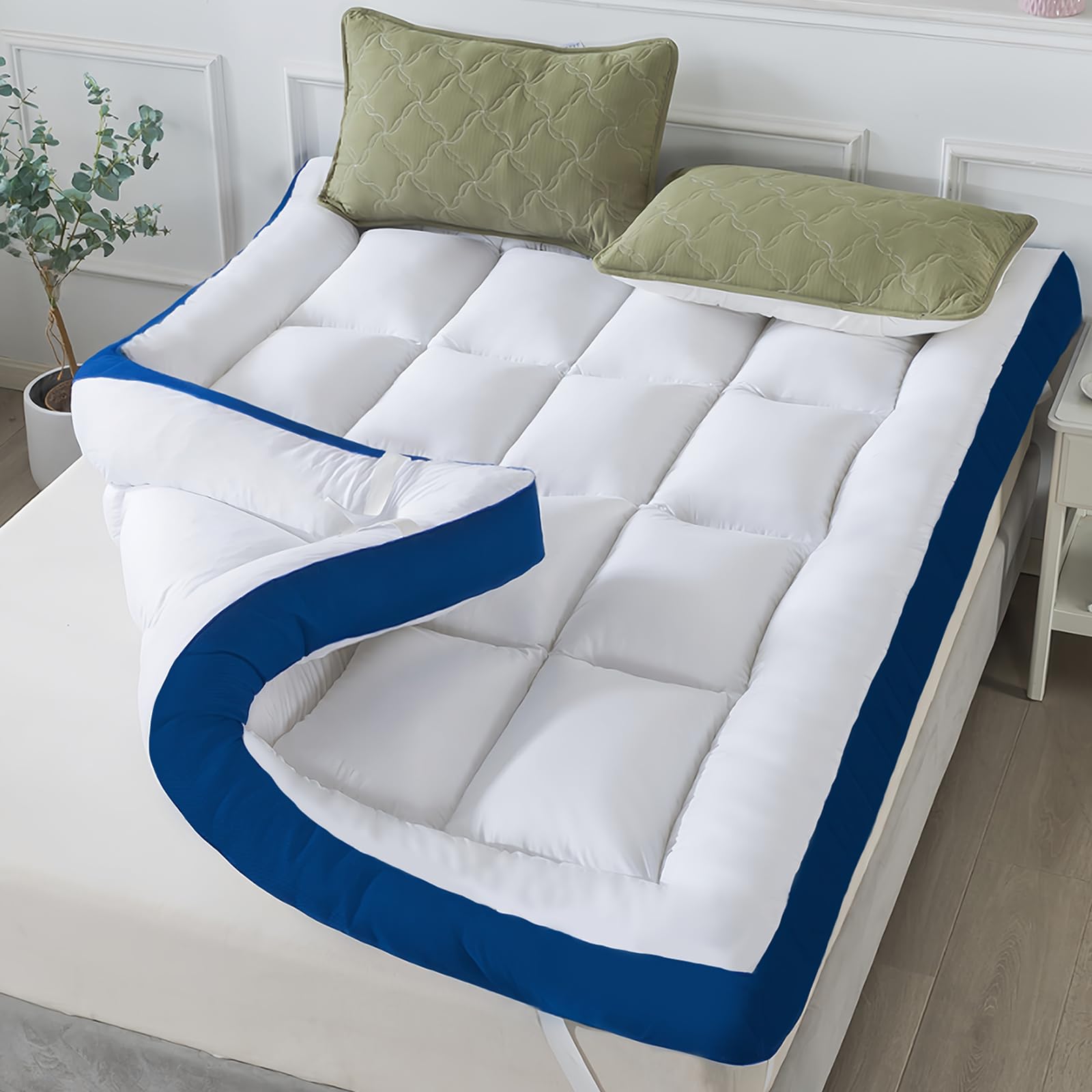 Photo 1 of WhatsBedding 5 Inch King Mattress Topper for Back Pain Relief, Filled with Breathable & Soft Memory Foam Pillow Top,4 Elastic Straps