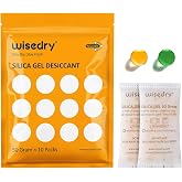 wisedry 50 Gram [10 Packs] Silica Gel Packets, Microwave Fast Reactivate Desiccant Packs with Indicating Beads, Reusable Silica Packets for 3D Filament, Drawers, Electronics, Valuables &amp; Safes