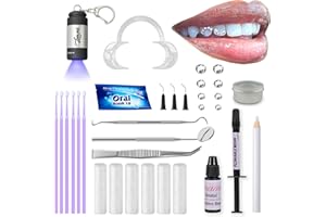 Lovamis Tooth Gem Kit Professional- Include Adhesive, Cure Light, Super Bling Crystal, DIY Dental Jewelry Set, Home Teeth Gem Kit, Safe & Easy Application - Long Lasting Sparkle(Round kit)