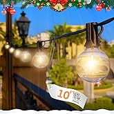 10FT LED Outdoor String Lights Waterproof Linkable for Patio Decor-SOLROS | Weatherproof Patio Lights, Warm White Color Globe Bulbs, 1W Energy Save, Plug-in Version for Indoor Backyard Party Decor