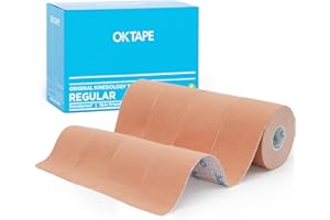 OK TAPE Regular Kinesiology Tape (4 Pack), Original Cotton Athletic Tape for Support Muscle Joint Knee, Sports Waterproof Tape Uncut Strips Latex Free, Hypoallergenic, 2in×16.4ft - Beige