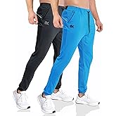 BROKIG Men's Sweatpants with Zipper Pockets (Pack of 2) Tapered Joggers for Men Athletic Pants for Workout,Running