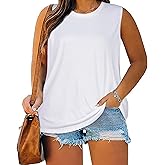 Plus Size Tops for Women Sleeveless Summer Tank Top Loose Fit Casual Tunics Shirts