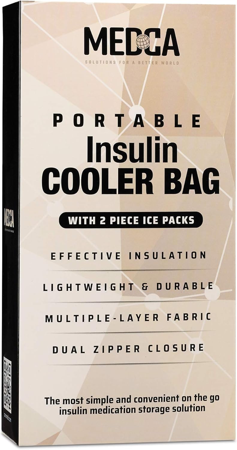 Insulin Cooler Travel Case - Insulated Portable Diabetic Pouch with 2 Gel Ice Packs - Reusable Lightweight & Durable Organizer Bag Cooler for Medications Diabetes Pen, and Supplies, (Black & Tan): Health & Personal Care