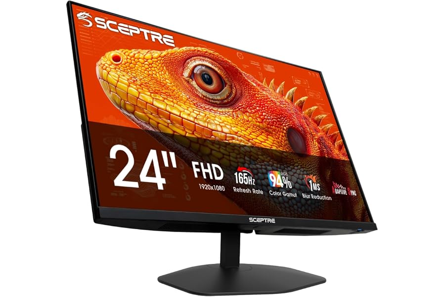 New! Sceptre 24-inch Prime Gaming Monitor DisplayPort x2 165Hz HDMI x2 165Hz Build-in Speakers, Machine Black 2027 (E248B-FW165T Series)