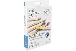 The Humble Co. Bamboo Toothbrushes (5pk) – Toothbrushes for Superior Oral Care, Dental Hygiene, and Gum Care, BPA Free (Kids Ultra Soft Bristles)
