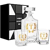 Personalized Whiskey Decanter Set, Customized Alcohol Gifts for whiskey Lovers, Unique Whiskey Gifts for Men, Dad, Uncle on Birthdays and Christmas