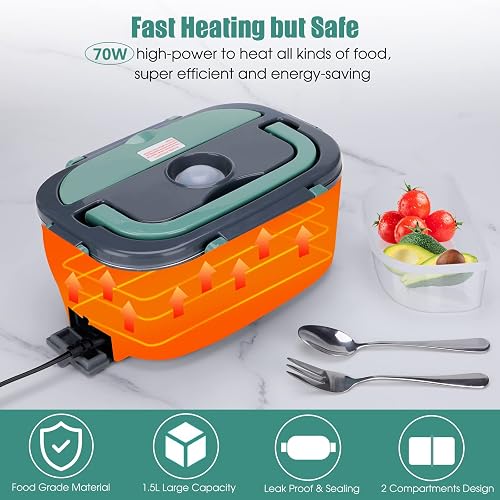 Portable 12V Electric Lunch Box Food Warmer For Car/Truck - 1.5L Stainless Steel