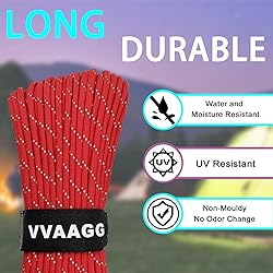 VVAAGG Reflective Paracord Rope 100FT, 7 Strand