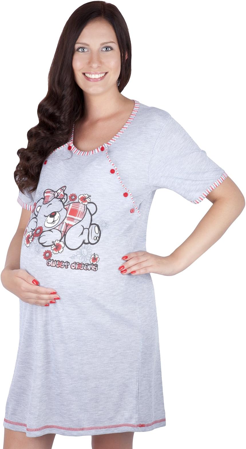 Mija - 2 in1 Maternity & nursing / breastfeeding 100% cotton nightdress 2055 U