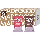MadeGood Granola Bites Chocolate Chip and Strawberry Variety 28-Pack | Organic, gluten free granola bite snacks for lunch boxes and travel, top 9 allergen free, individually wrapped