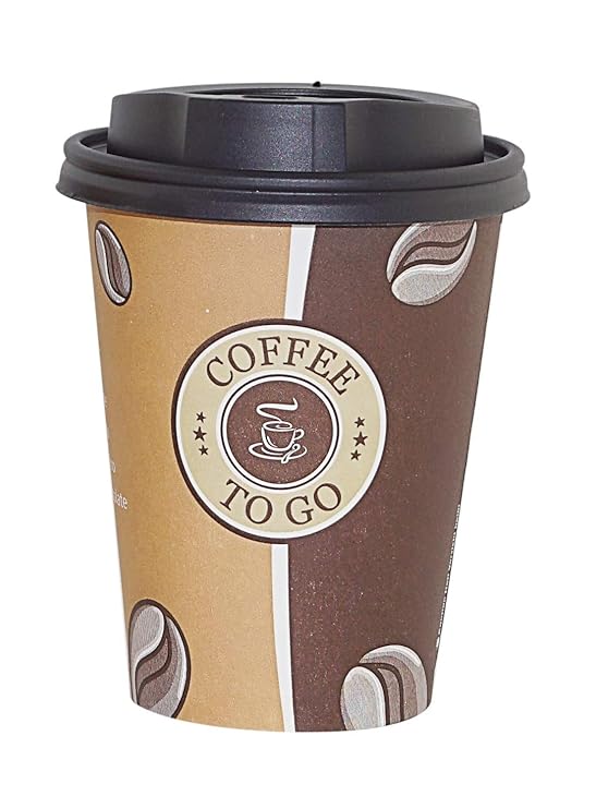 Gastro-Bedarf-Gutheil 50 Pappbecher Einwegbecher Coffee to go 0,3 L Top Becher mit 50 Deckel in Schwarz Ideal für Coffee Latt