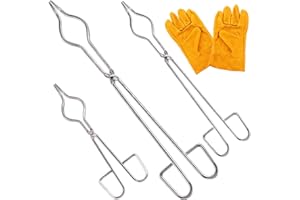 Tanstic 4Pcs Crucible Tongs with General Gloves Set, 9.8’’ 13.7’’ 15.7’’ Stainless Steel Professional Grade Crucible Tongs Ki