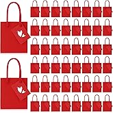 Zhehao 50 Pack Valentine's Day Mini Gift Bags Bulk 4x2.75x4.5 Tiny Extra Small Paper Thank You Gift Bags with Handles and Tags for New Year Birthday Party Favors Boutique Business(Red)