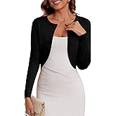 Gzjixvhy Women's Cropped Cardigan Sweater Long Sleeve Knit Bolero Open Front Shrug for Dresses, S-XL