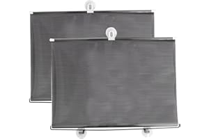 Ciieeo 2pcs Suction Cup Blackout for Balcony Windows Telescopic Privacy Sunshade with Breathable Mesh No