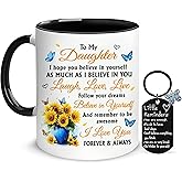 Hyturtle To My Daughter From Mom Gift Set – Mug & Keychain Combo For Birthday, Mother's Day, or Christmas – Daughter Cups From Mom - Meaningful Keepsake of Love