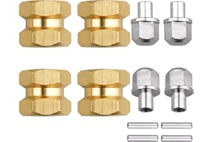 Hobbyfire 4pcs 12mm Brass Wheel Hex Hub Offset Extension Hex Drive Adapter Combiner Coupler Conversion for 1/10 RC Crawler Axial SCX10 CC01 Jeep Wrangler D90 Wraith (12mm)