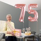 Amosking 75th Birthday Decorations Sash Tiara Cake Topper Balloons Gift Box view 2