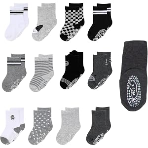 The Peanutshell Boy Buddies Grip Socks 12pk, Neutral Baby Socks
