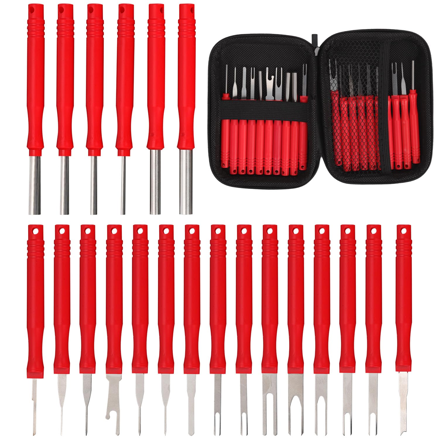 21pcs Terminal Pin Removal Tool Kit, Upgraded Electrical Wire Connector Pin Release Tool Kit, Electrical Connector Depinning Tool Set Terminal Pin Extractor Tool Kit for Household Devices Automotive