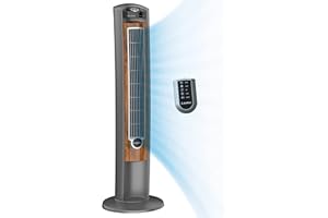 Lasko Wind Curve Oscillating Tower Fan, Fresh Air Ionizer, Timer, Remote Control, Portable Electric Fan for Indoor, Bedroom and Home Office Use, 42", Silverwood 2554