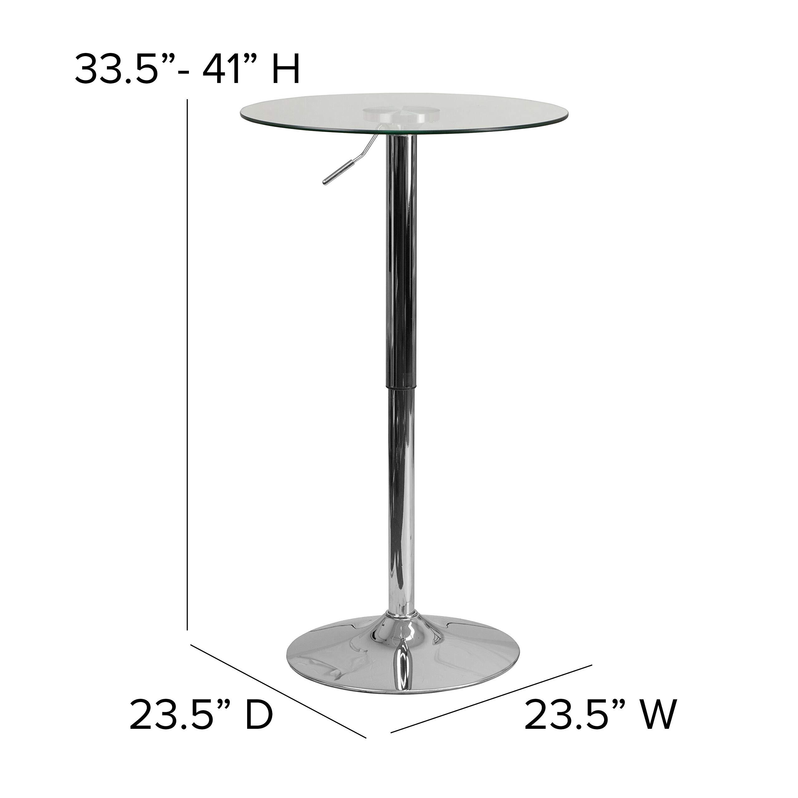 Flash Furniture 23.5'' Round Adjustable Height Glass Table (Adjustable Range 33.5'' - 41'')