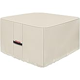 Porch Shield Fire Pit Cover - Waterproof 600D Heavy Duty Fade Resistant Square Patio Fire Pit Table Cover Beige - 28 x 28 inch