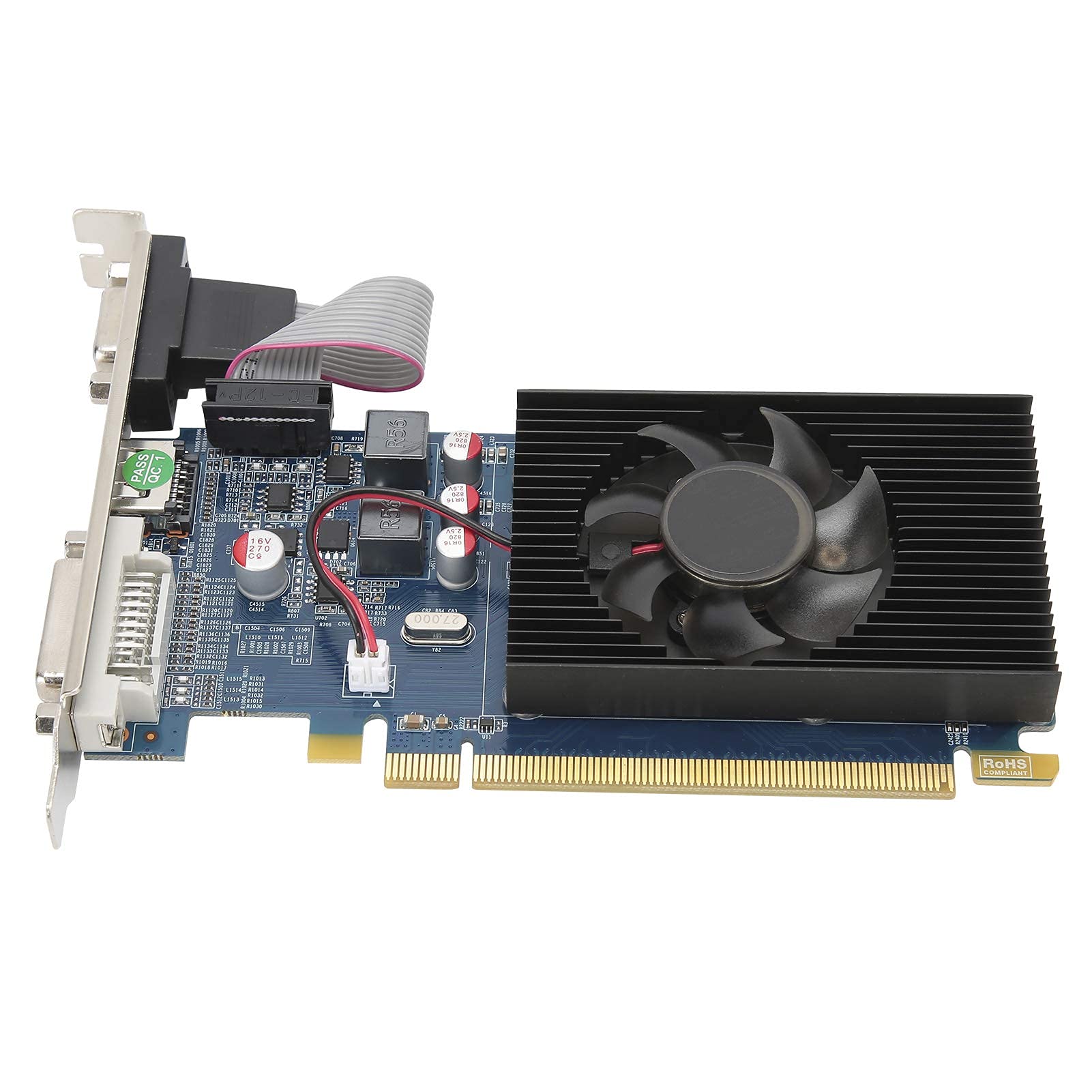 Dilwe HD6450 Graphics Card, 2G 64bit DDR3 Graphics, Low Noise With PCI Express 3.0 Slot, for Desktop Computer