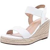Jeossy Women's Wedge Platform Black Sandals, Espadrille Comfort Elastic Ankle Strap 8801 Sandals