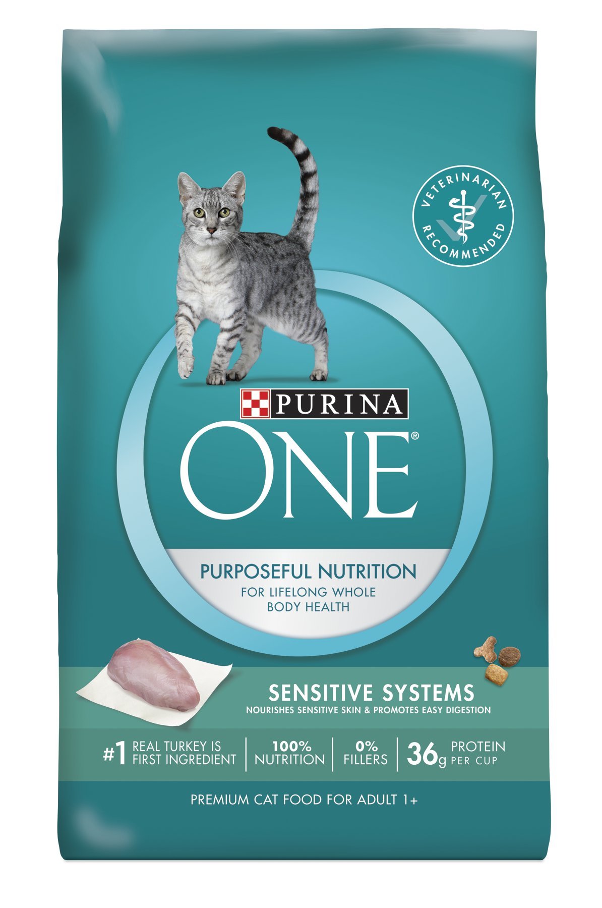 Purina One Dry Cat Food Sensitive Systems 7 Lb Bag Fox and Grapes