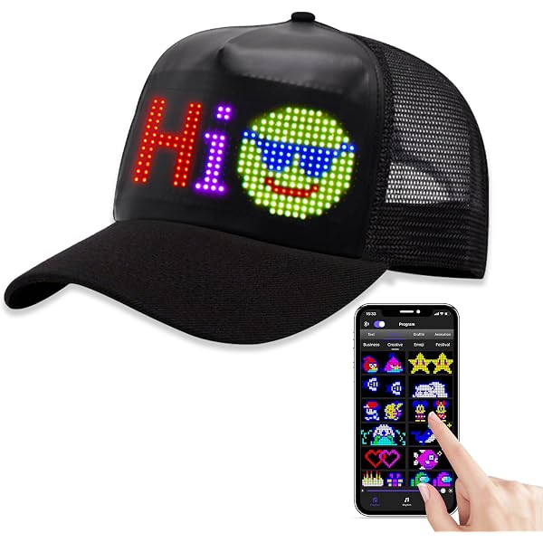 Led Screen Inside Hat Removable LED Screen Cap Yoyoway LED Rolling Display Hat - Bluetooth ...