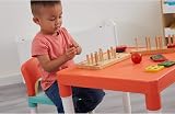 Liberty House Toys Kids Table and Two Chair Set Green Orange White 51cm view 5