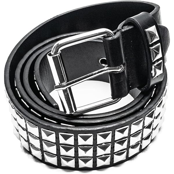 Lowlife Dub Studded Leather Belt in Black Silver at Amazon