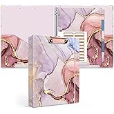 Ospelelf 3 Ring Binder 1 Inch, Pink Binders for Letter Size Documents(11" x 8.5") with 5 Tab Dividers, Clipboard Organizer, Back to School and Office Supplies