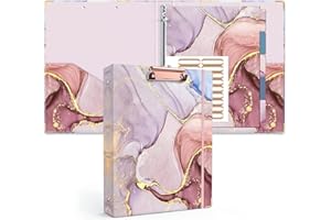 Ospelelf 3 Ring Binder 1 Inch, Pink Binders for Letter Size Documents(11" x 8.5") with 5 Tab Dividers, Clipboard Organizer, Back to School and Office Supplies